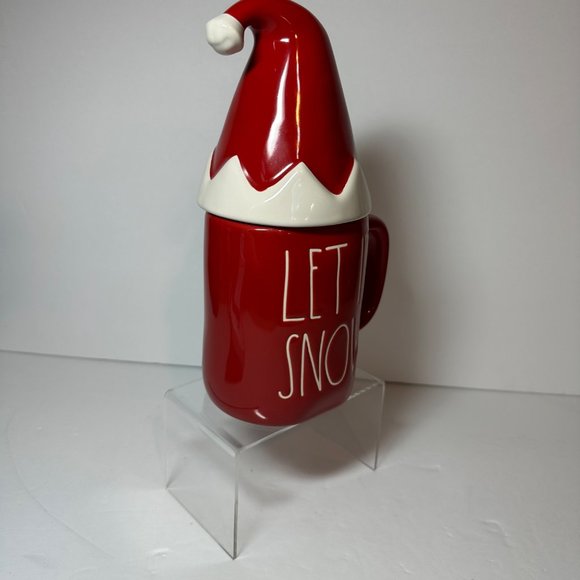 Rae Dunn Christmas Red Let It Snow Mug w/Elf Hat by Magenta Artisan Collection - Picture 5 of 10